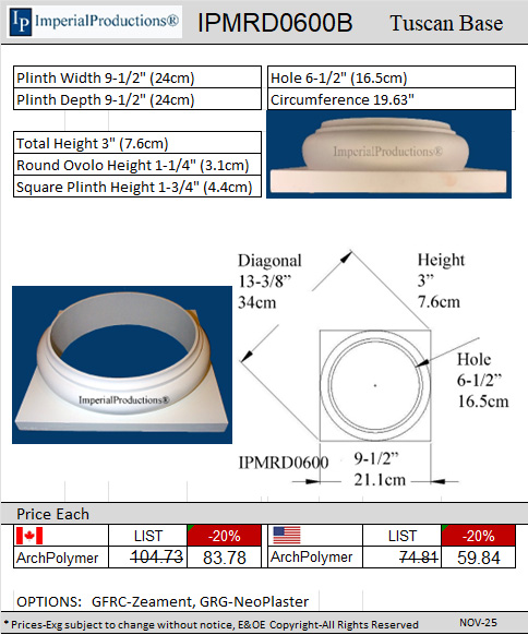 IPMRD0600B Tuscan Base Brochure and Quote Form