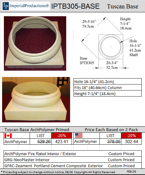 IPTB305 Base with 16-1/4" hole