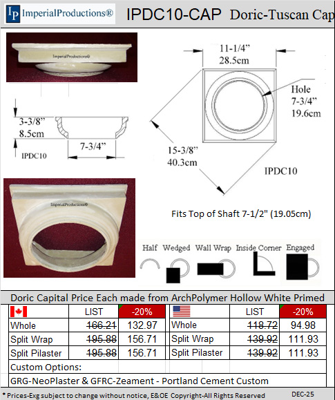 IPDC10-CAP for 8" top of column
