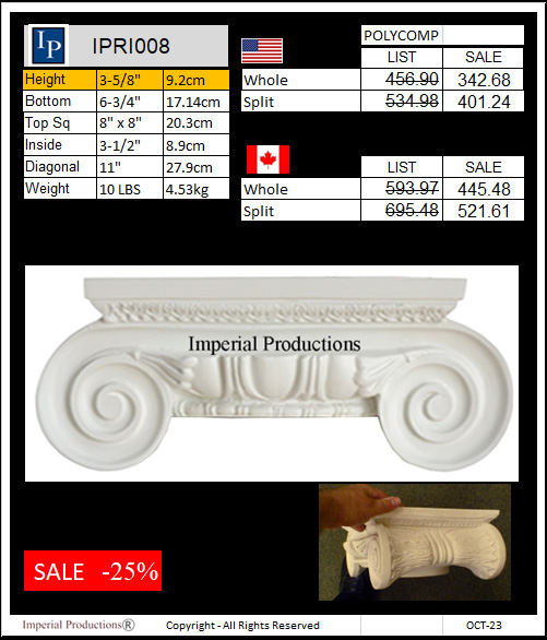 IPRI008 Roman Ionic Capital Price card