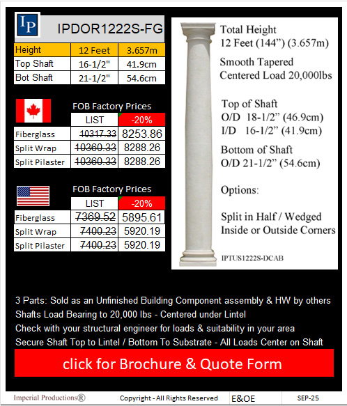 IPDOR1222S-FG Doric Column Price Card