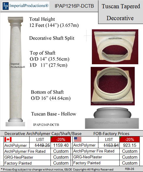 IPAP1216P-DCTB Tuscan 12 Feet 16 inch