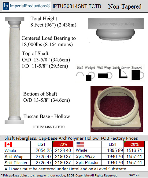 IPTUS0814SNT-TCTB 8 Feet 14 inch non tapered column