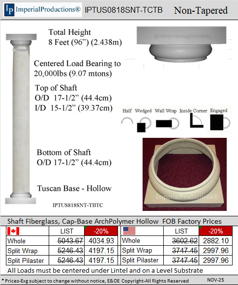IPTUS0818SNT-TCTB Tuscan 8 feet 18 inch diameter
