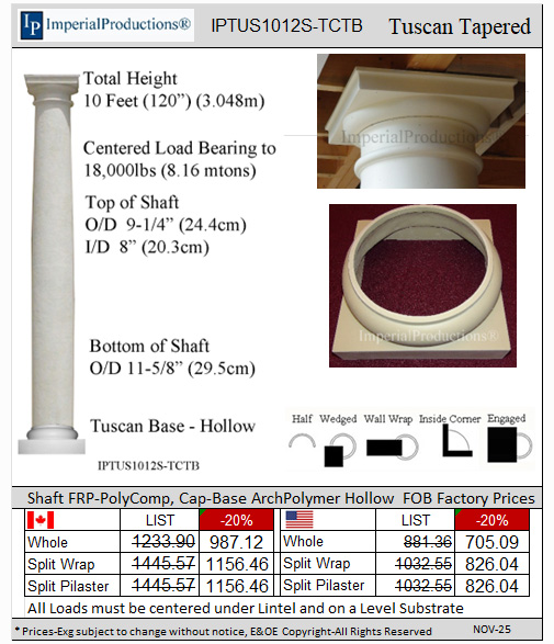 Tuscan 10 Feet 12 inch column brochure and order form