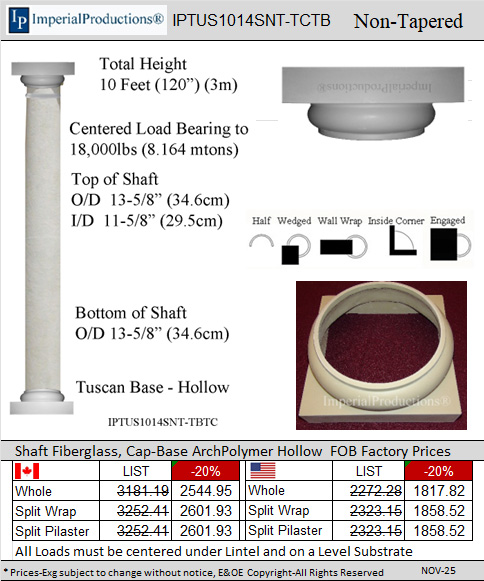 IPTUS1014SNT-TCTB Tuscan 10 Feet 14 inch non tapered column
