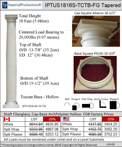 IPTUS1816S-TCTB Tuscan column 18 feet 16 inch brochure and quote form