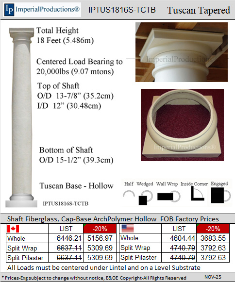 IPTUS1816S-TCTB Tuscan column 18 feet 16 inch brochure and quote form