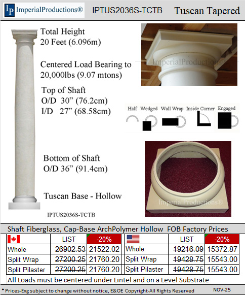 IPTUS2036S-TCTB Tuscan 20 Feet 36 inch diameter