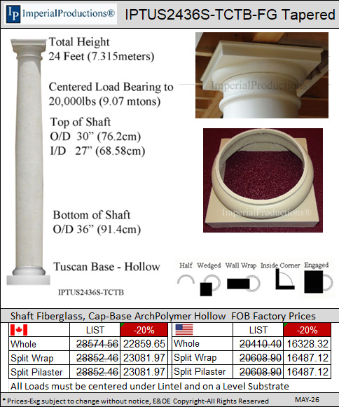 IPTUS2436S-TCTB Tuscan 24 feet 36 inch diameter columns