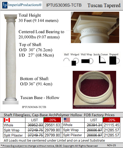 IPTUS3036S-TCTB 30 feet 36 inch column
