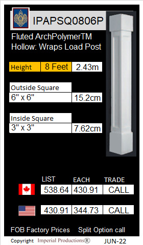 IPAPSQ0806P 8 Feet square columns