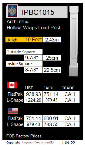 IPBC1015 Recessed Panel 10 Feet x 9-7/8" 