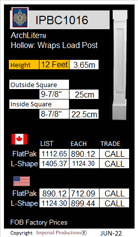 IPBC1016 Recessed Panel Column