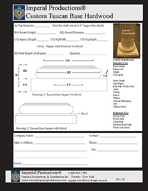 custom form for hardwood Tuscan bases